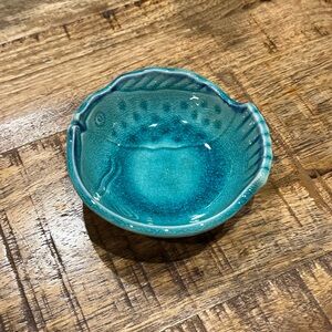 Textured Teal Fish Ceramic Dish